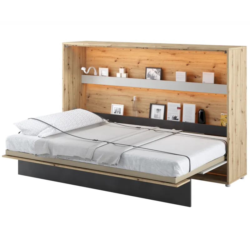 CONCEPT JUNIOR CJ-03 - półkotapczan poziomy 120 - dąb artisan/raw steel/silk flou