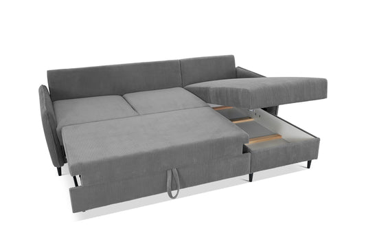 Narożnik Milo uni sztruks ciemna szarość nowoczesny