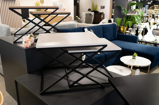 Zestaw stolików kawowych Altea komplet cashmere metalowe nogi