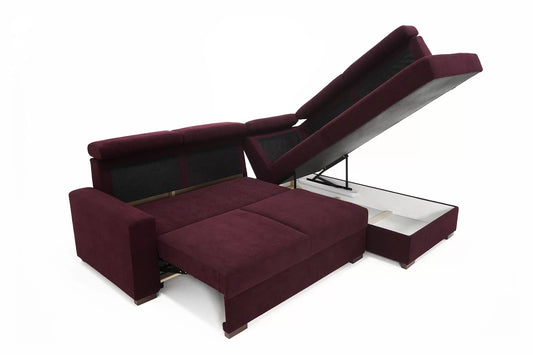 Narożnik Claret prawy bordowy rozkładany puma