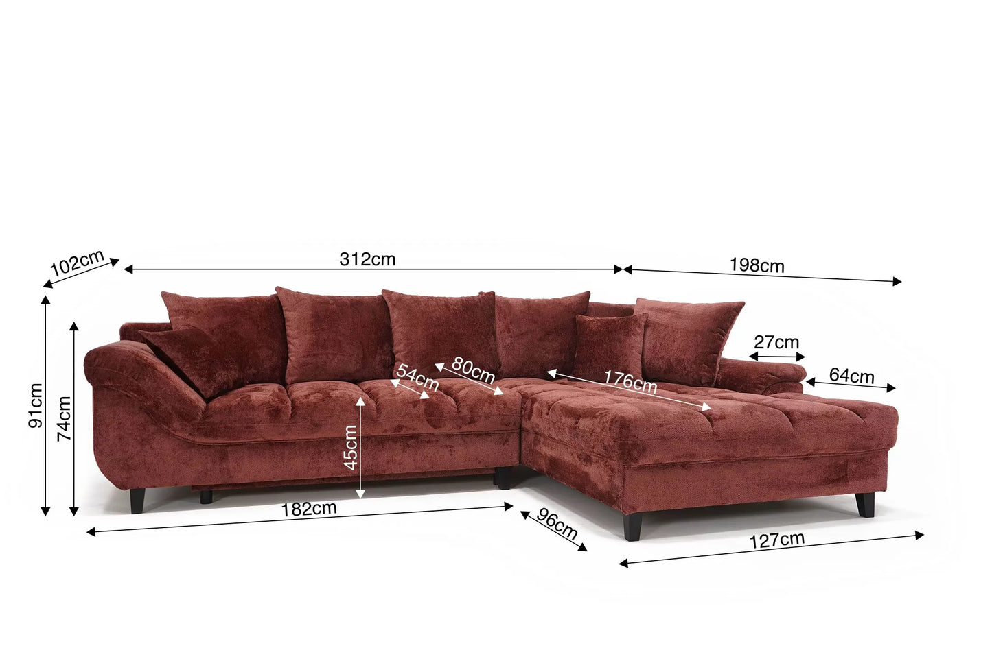 Narożnik Erco prawy rozkładany premium szenil