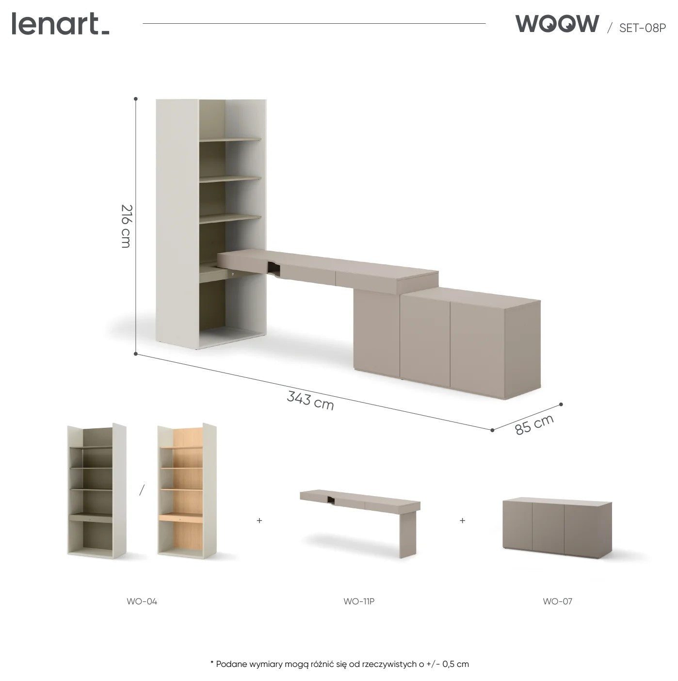 Zestaw mebli WOOW SET-08L (WO-11L,04,07 eukaliptus)