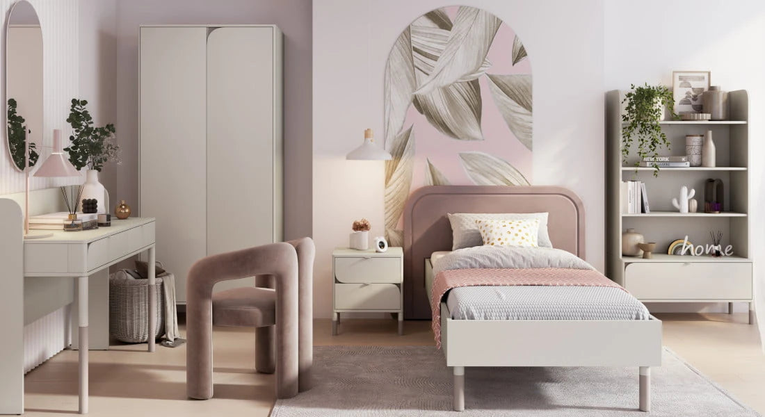 HARMONY HR-10 - łóżko 90 ze stelażem - kaszmir/truflowy