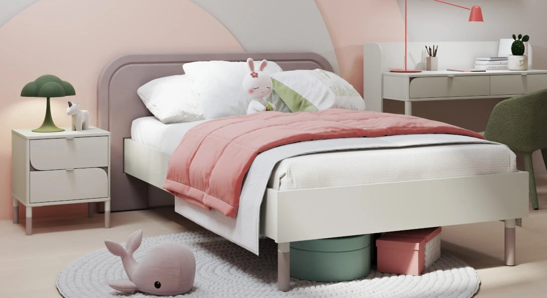 HARMONY HR-11 - łóżko 120 ze stelażem - kaszmir/truflowy