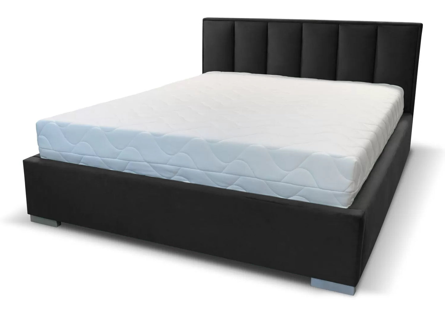 Łóżko Forest czarne welur panel pionowy