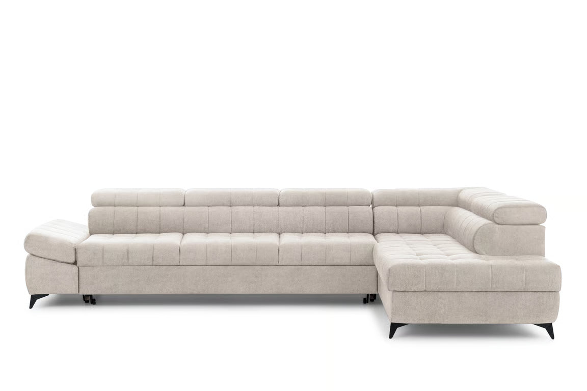 Narożnik prawostronny Valoris Maxi z funkcją spania - beżowy szenil Perfect Harmony 07