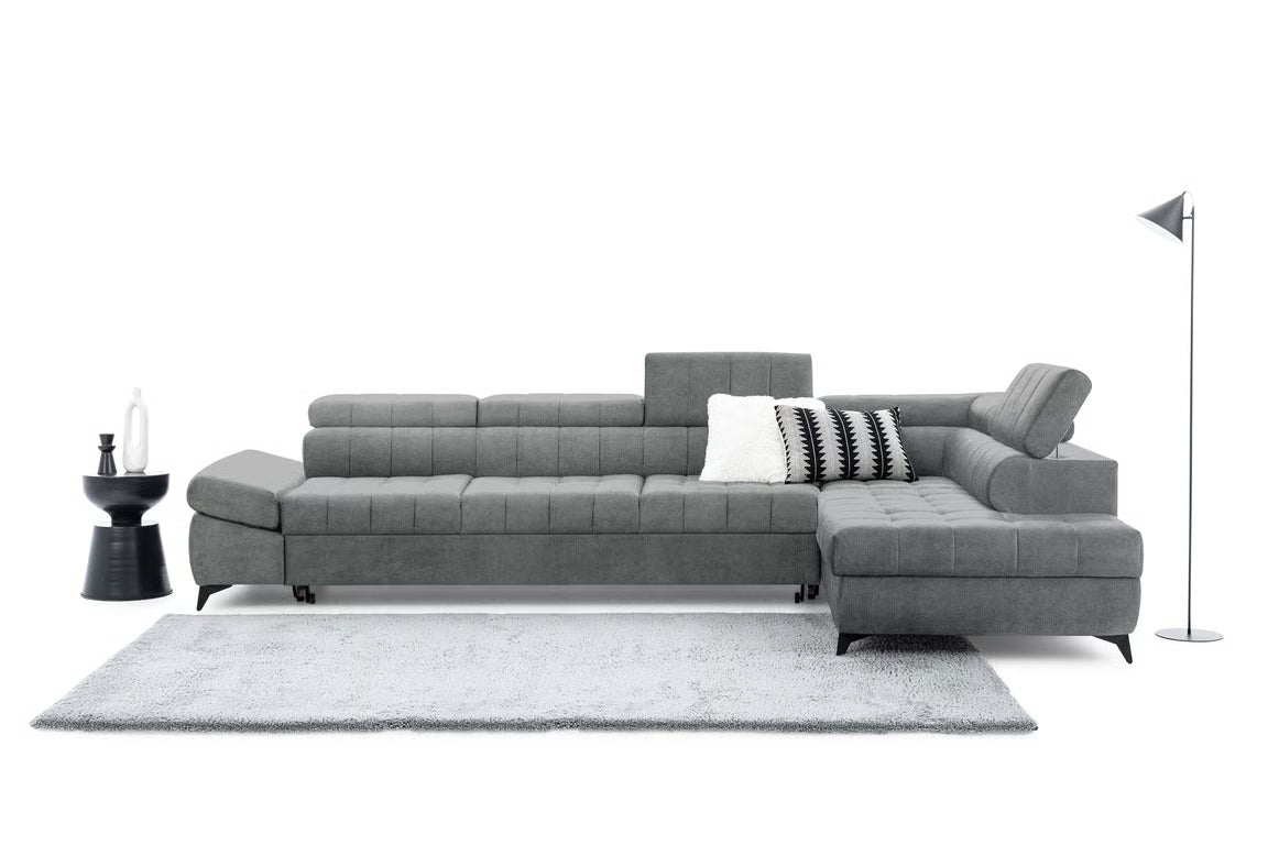 Narożnik prawostronny Valoris Maxi z funkcją spania - szary szenil Perfect Harmony 85