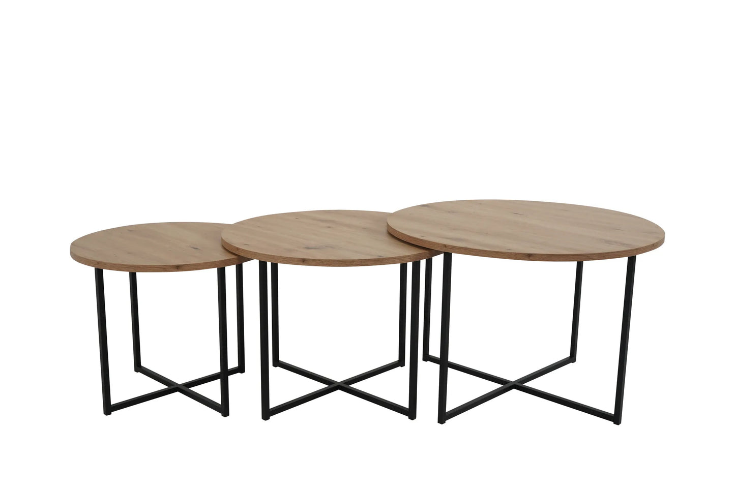 Zestaw Stolików Letto dąb artisan metalowe nogi