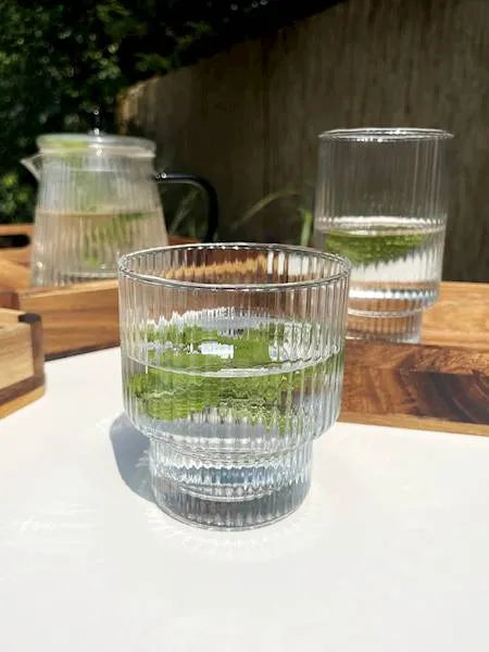 Komplet szklanek ryflowanych wciętych 4szt 300ml