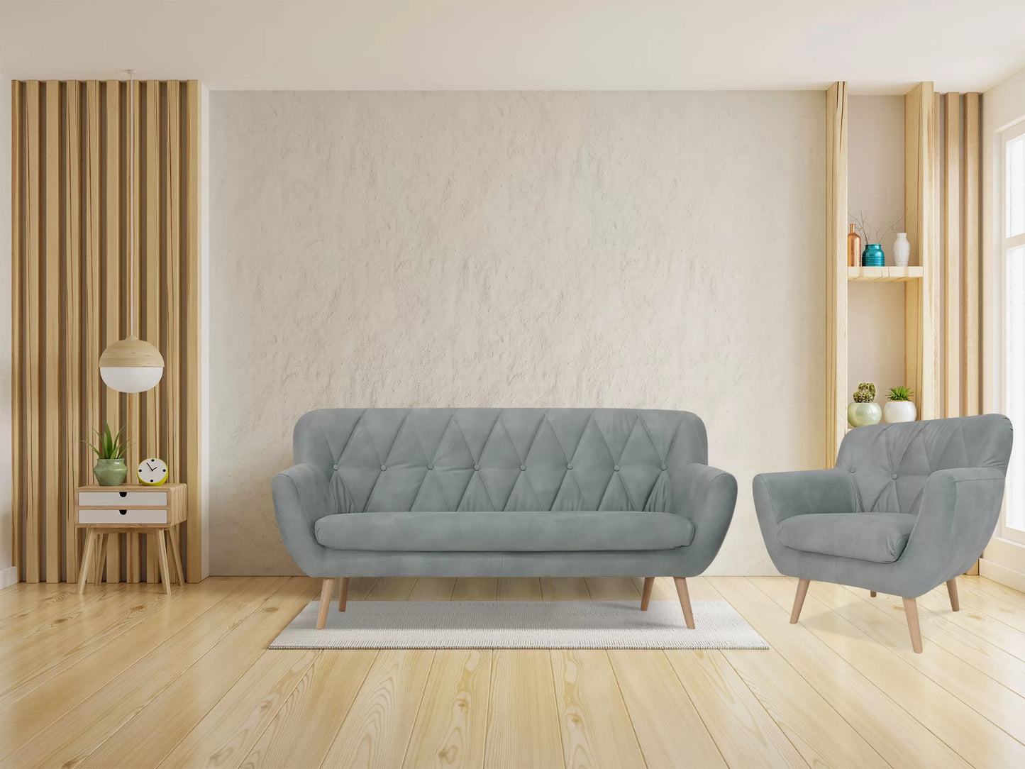 Fotel Sandy szary pikowany