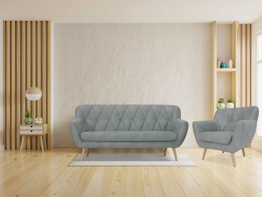 Fotel Sandy szary pikowany