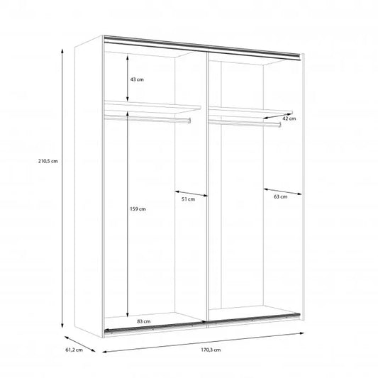 Szafa LYA przesuwna dąb czerń nowoczesna