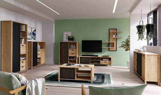 Szafka RTV z lamelami JYTANA dąb nowoczesna