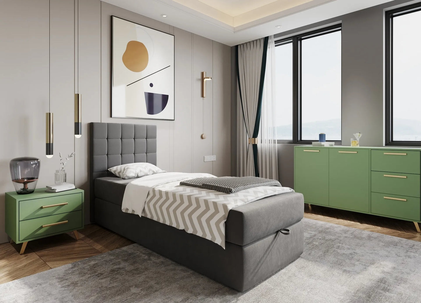 Komoda Bali zgaszony błękit złoto