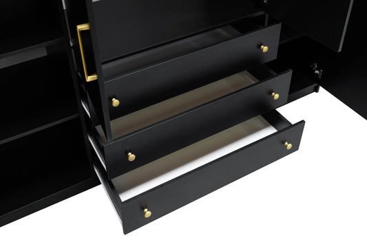 Szafa Retro czterodrzwiowa czarna złoto