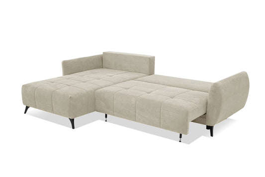 Narożnik Shepard beżowy uniwersalny rozkładany pojemnik na pościel