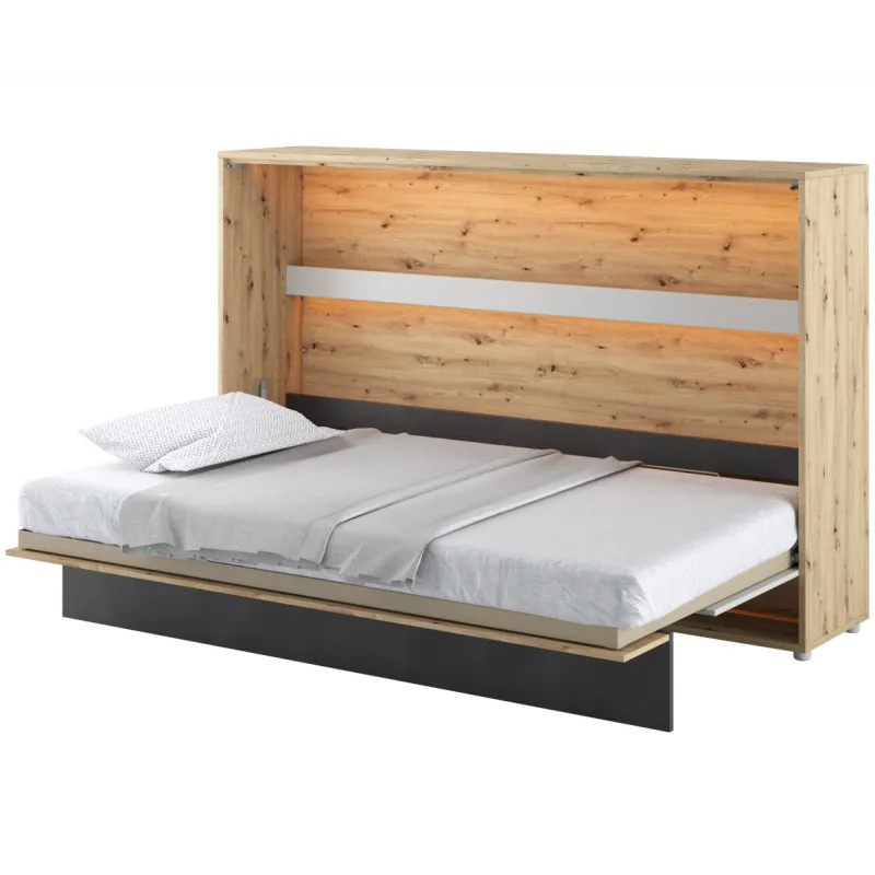 CONCEPT JUNIOR CJ-03 - półkotapczan poziomy 120 - dąb artisan/raw steel/silk flou