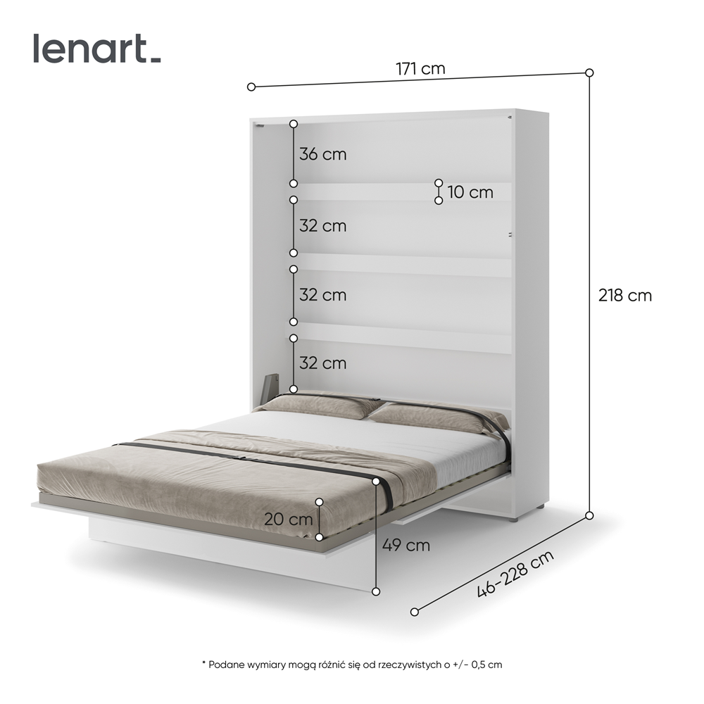 Półkotapczan Bed Concept 160 pionowy szary