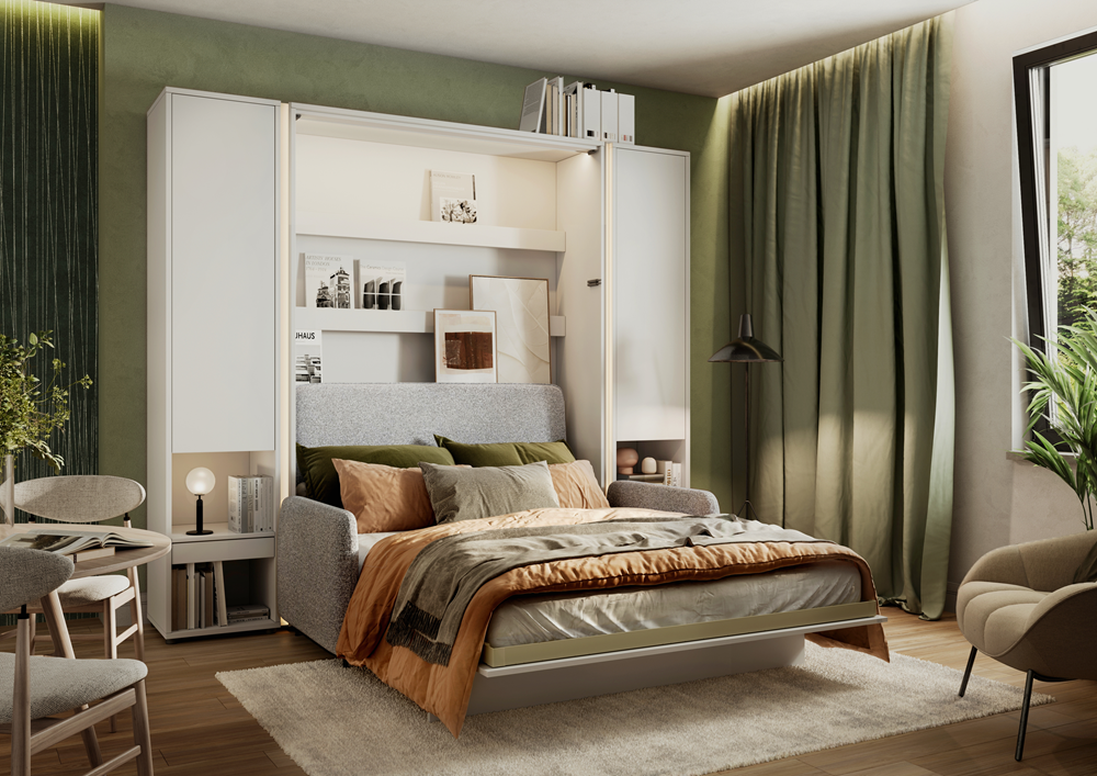 BED CONCEPT BC-19 - Sofa 160 do BC-12 - grafit ART 82630 / front dąb artisan