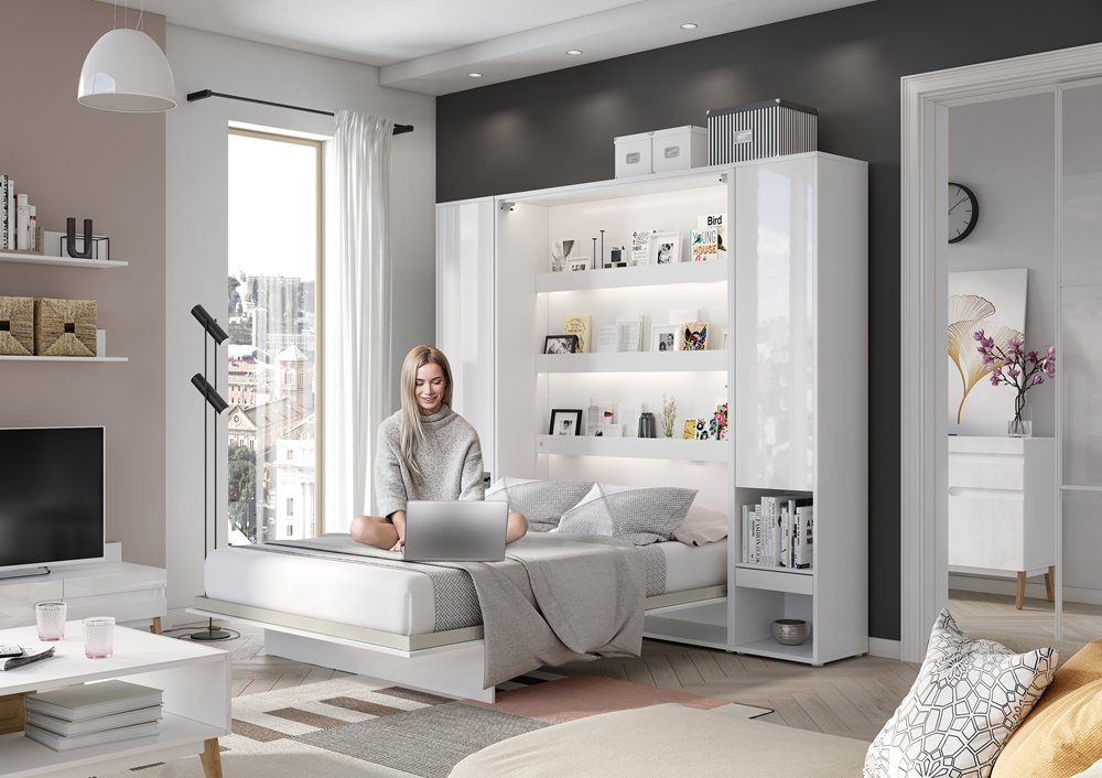 BED CONCEPT BC-01 - półkotapczan pionowy 140 - szary