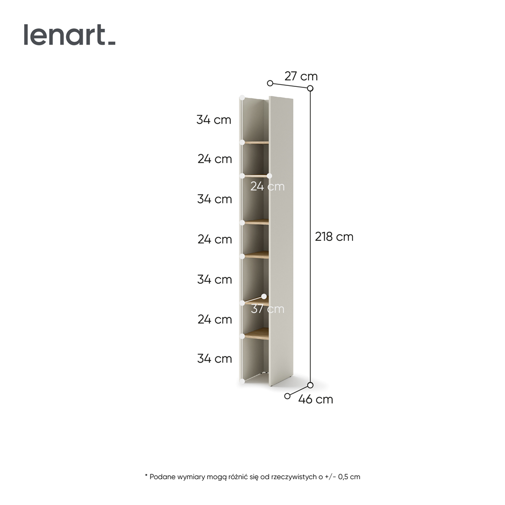 BED CONCEPT BC-24v2 regał 27x218 - kaszmir/dąb nagano