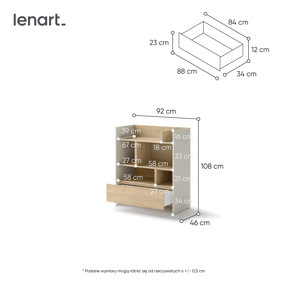 BED CONCEPT BC-25 regał 92x108 - kaszmir/dąb nagano