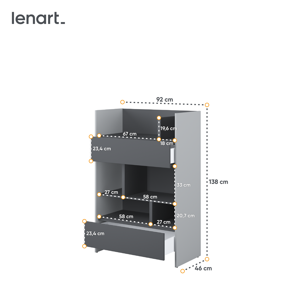 BED CONCEPT BC-27 regał 92x158 - szary/grafit