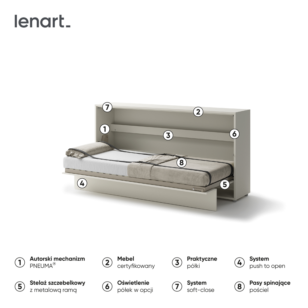 BED CONCEPT BC-06 - półkotapczan poziomy 90 - kaszmir