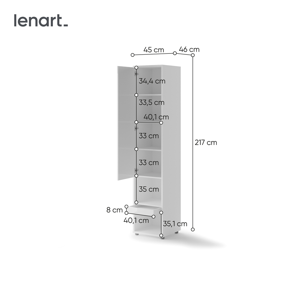 BED CONCEPT BC-07p - szafka 1d1s - biały połysk
