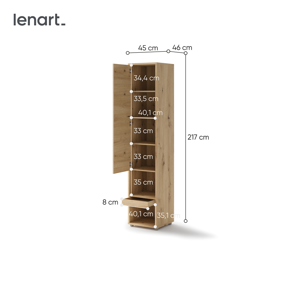 BED CONCEPT BC-07 - szafka 1d1s - dąb artisan