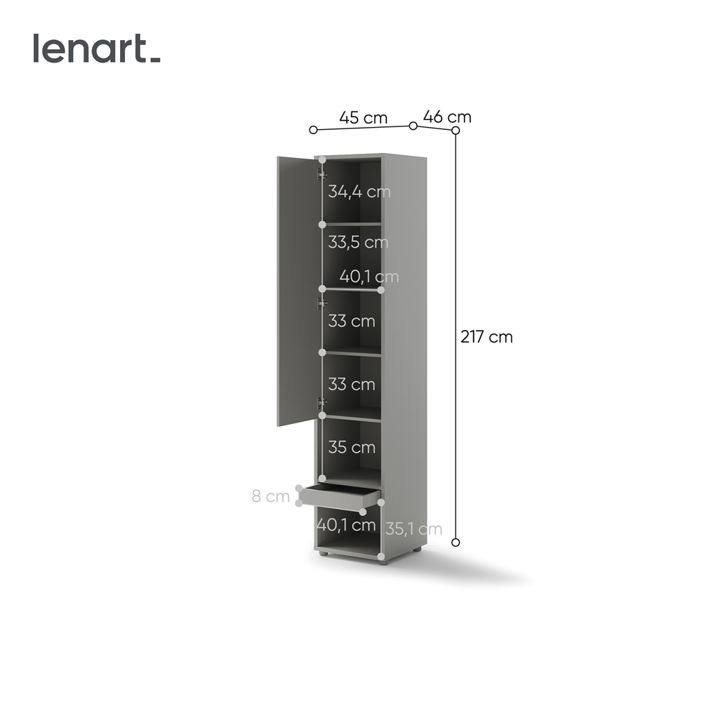 BED CONCEPT BC-07 - szafka 1d1s - szary
