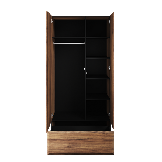 BORGA BG-01 - szafa dzielona 2d1s - dąb catania/czarny/dąb catania mdf