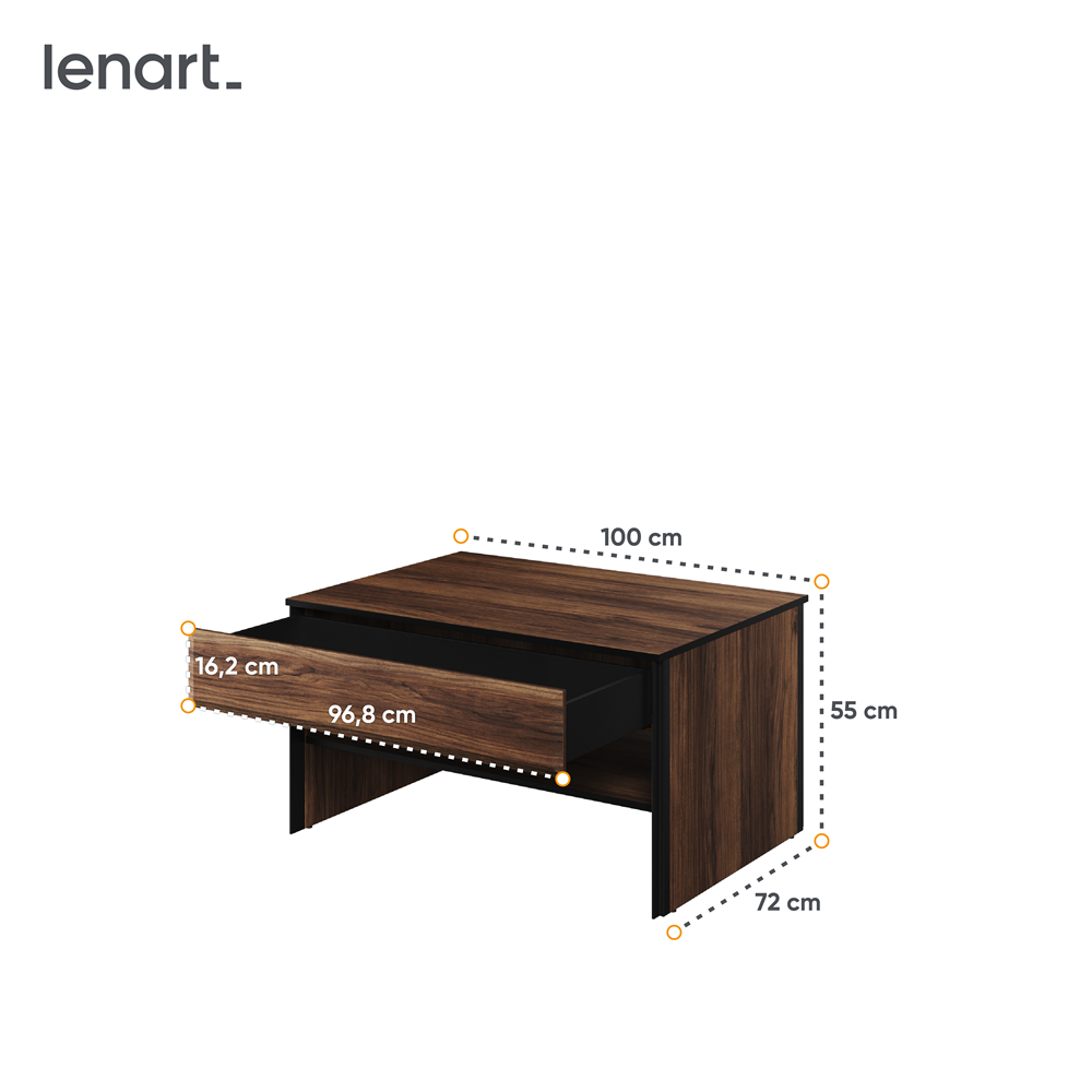 BORGA BG-08 - stolik 1s - dąb catania/czarny/dąb catania mdf