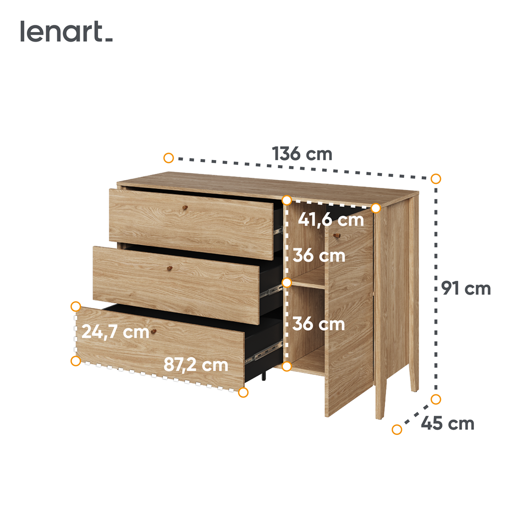 COZY CZ-04 - komoda 1d3s - dąb olejowany