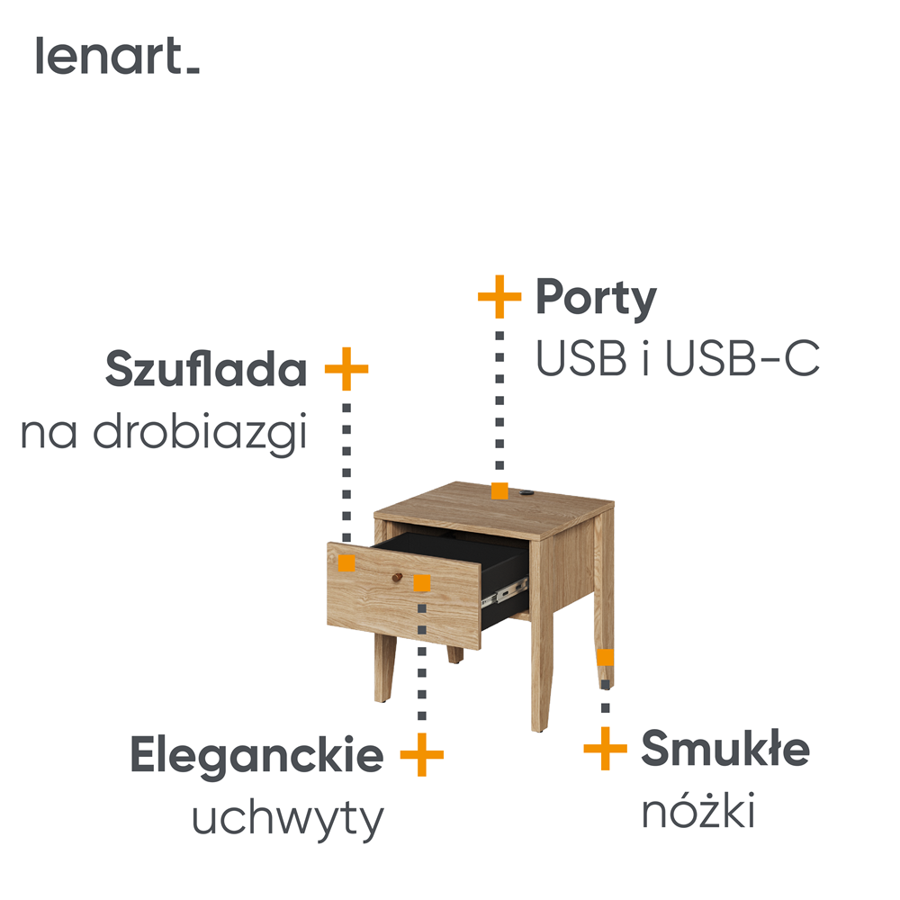 COZY CZ-05 - stolik nocny 1s - dąb olejowany