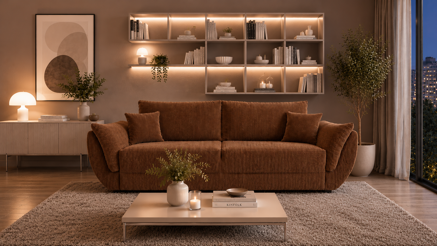 Sofa Marlin kolor miedziany POSO 39 rozkładana