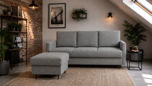 Sofa Manama rozkładana szara metalowe nóżki