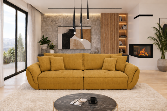 Sofa Fluffy musztardowa sztruks Poso
