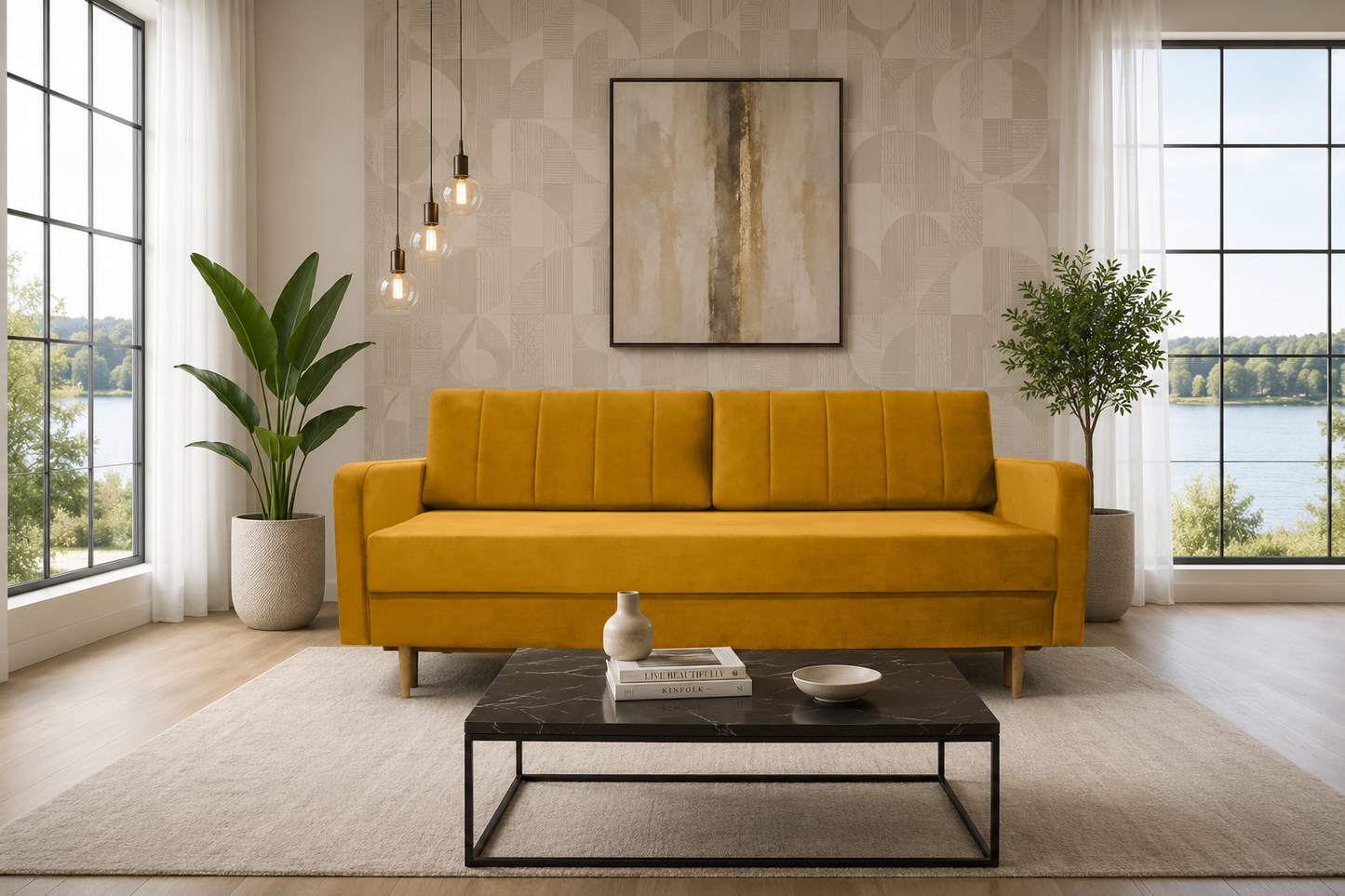 Sofa Spark musztardowa rozkładana