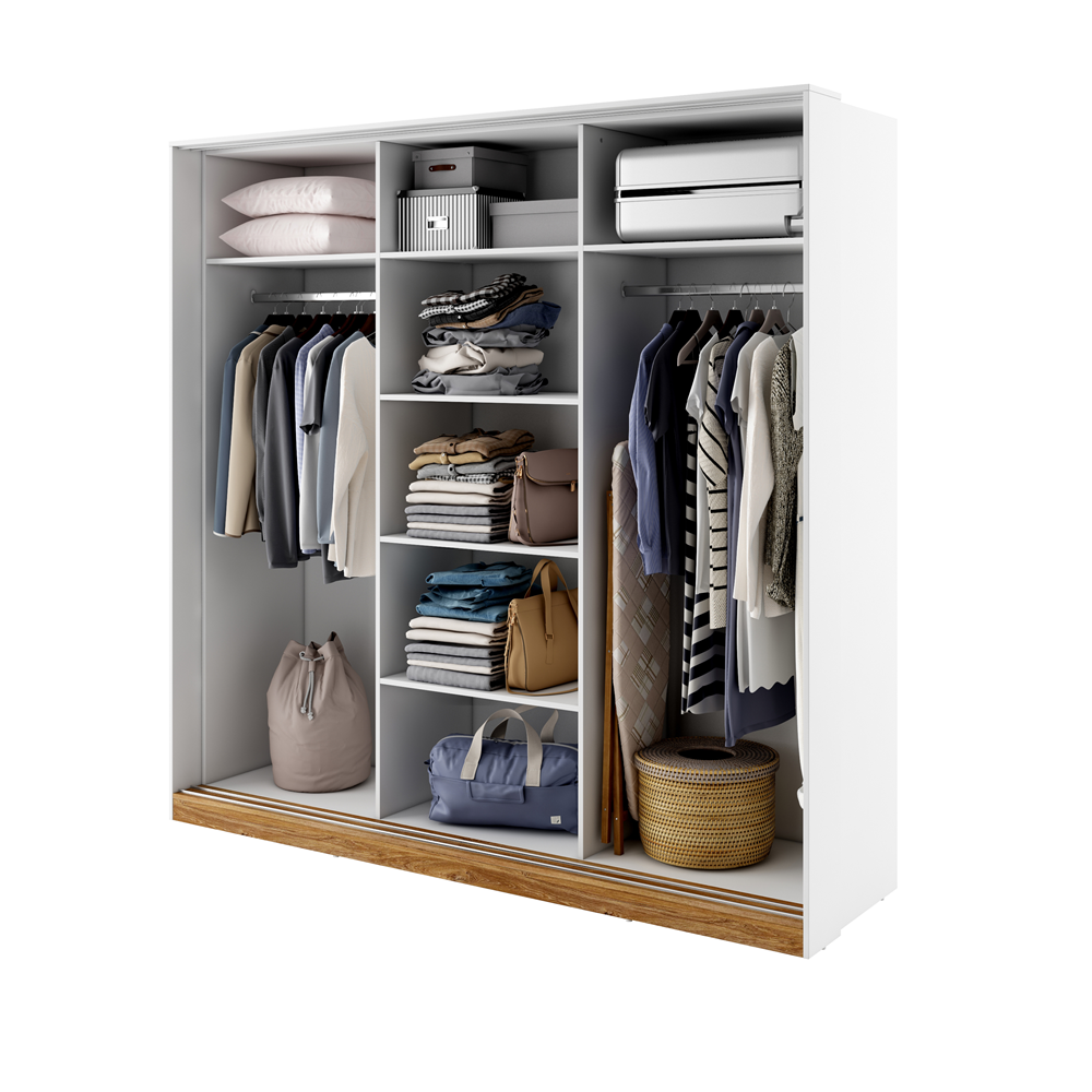 DENTRO DT-01 - szafa przesuwna - biały/dąb stirling