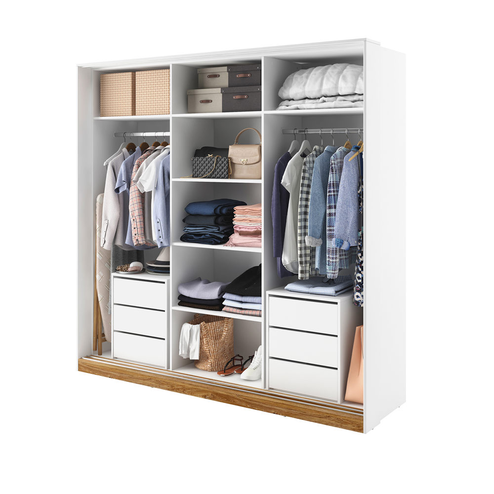 DENTRO DT-01 - szafa przesuwna - biały/dąb stirling