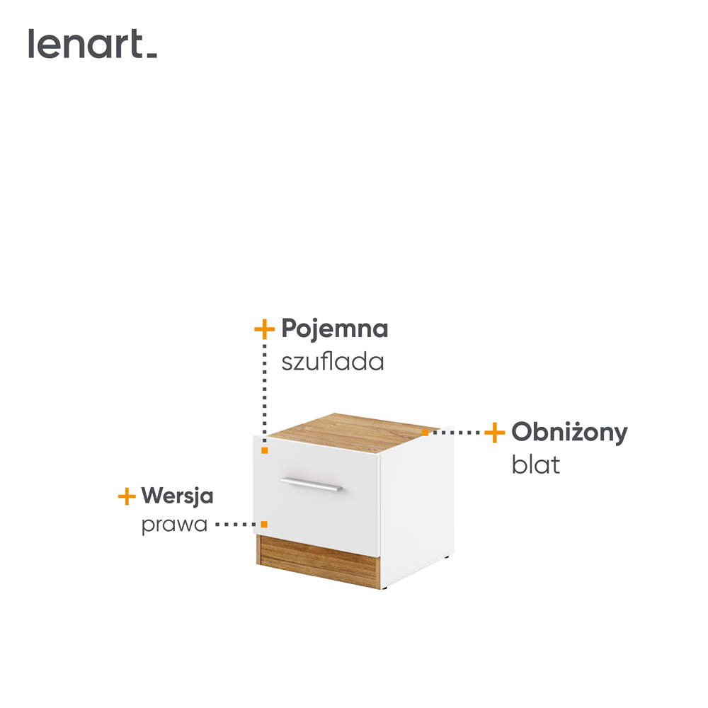 DENTRO DT-03P - stolik nocny 1s - biały/dąb stirling