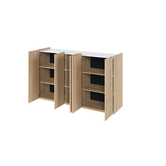 EASY EA-01 - komoda 5d z oświetleniem - dąb scandi/biały połysk