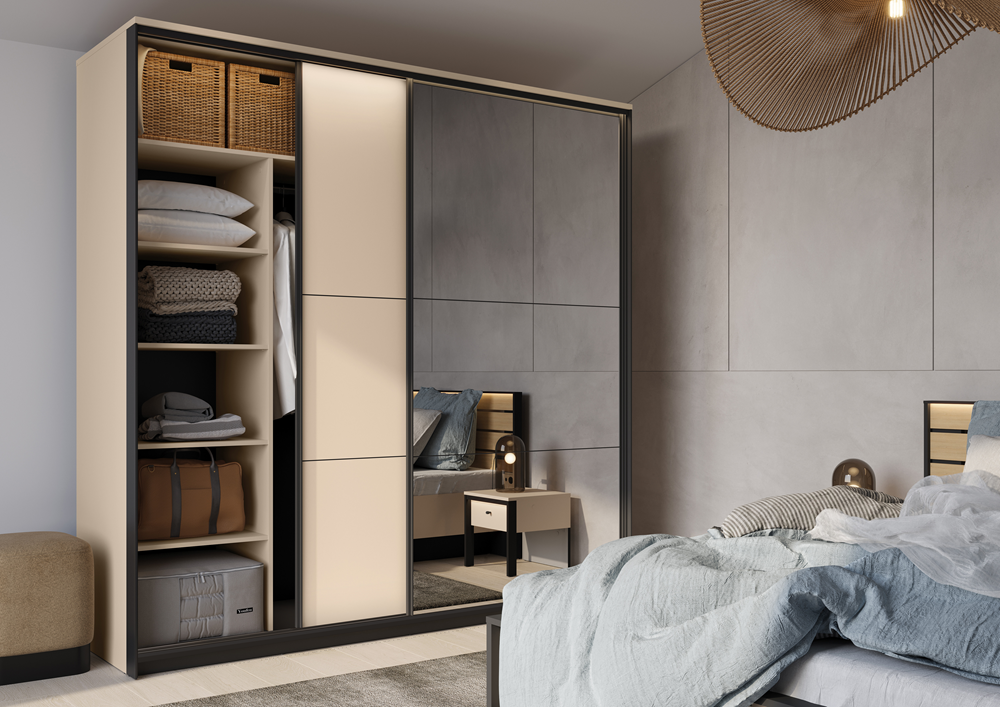 ENNA EN-01 - szafa 2D - beż piaskowy/czarny