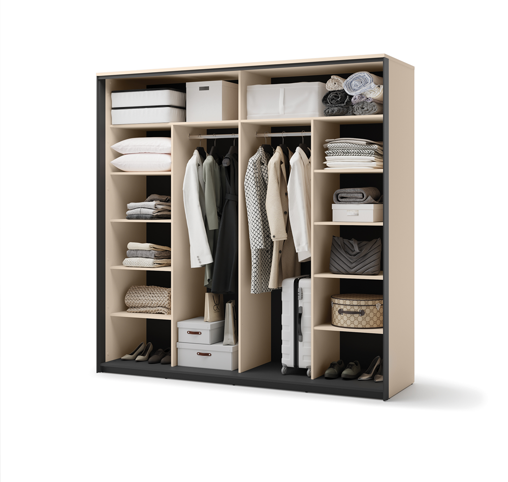 ENNA EN-01 - szafa 2D - beż piaskowy/czarny