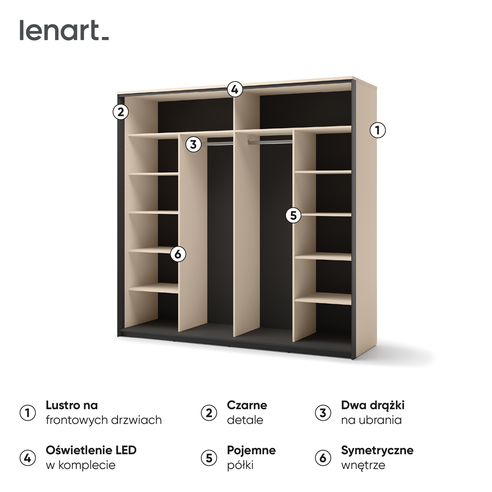 ENNA EN-01 - szafa 2D - beż piaskowy/czarny
