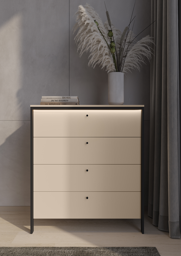 ENNA EN-03 - komoda 4s - beż piaskowy/czarny