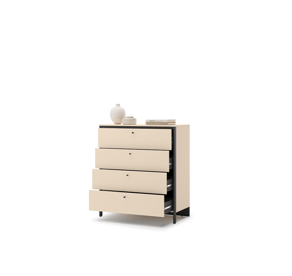 ENNA EN-03 - komoda 4s - beż piaskowy/czarny