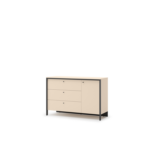 ENNA EN-04 - komoda 1d3s - beż piaskowy/czarny