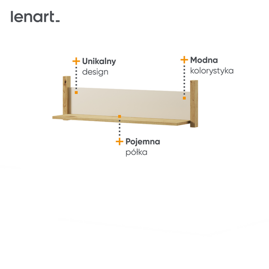 LENNY LY-05 - półka wisząca - dąb artisan/beż/truflowy